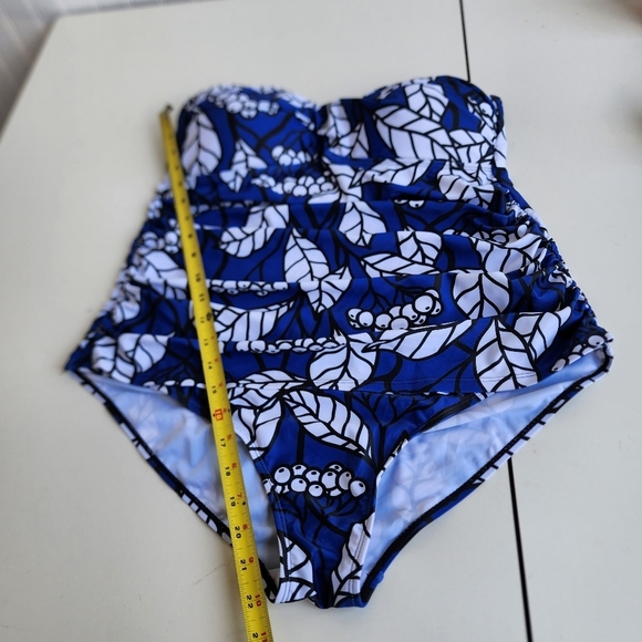 NWOT $60 Noon 1 Piece Swim Bathing Suit White Floral Strapless Sz 18 - Picture 7 of 14